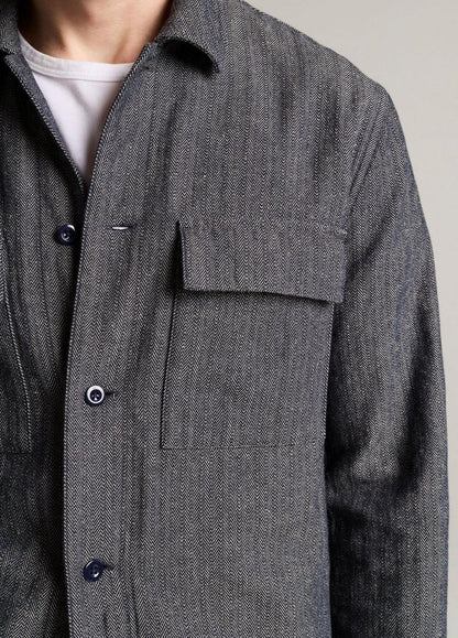 Vince Herringbone Cotton-Linen Overshirt - Jackets
