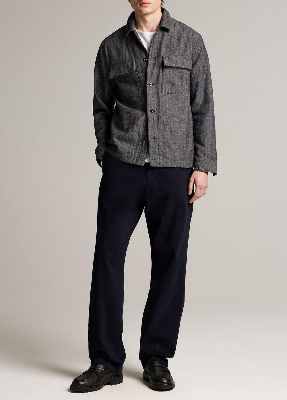 Vince Herringbone Cotton-Linen Overshirt - Jackets