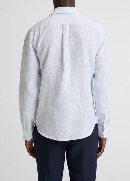 Vince Tate Stripe Linen Button-Front Shirt - Long Sleeve