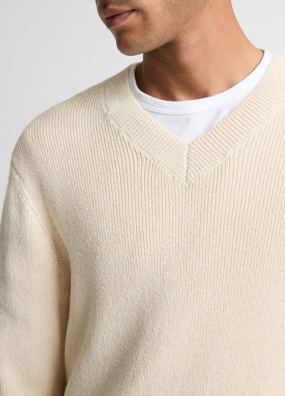 Vince Ribbed Italian Cotton-Blend V-Neck Sweater - Vince Products Men