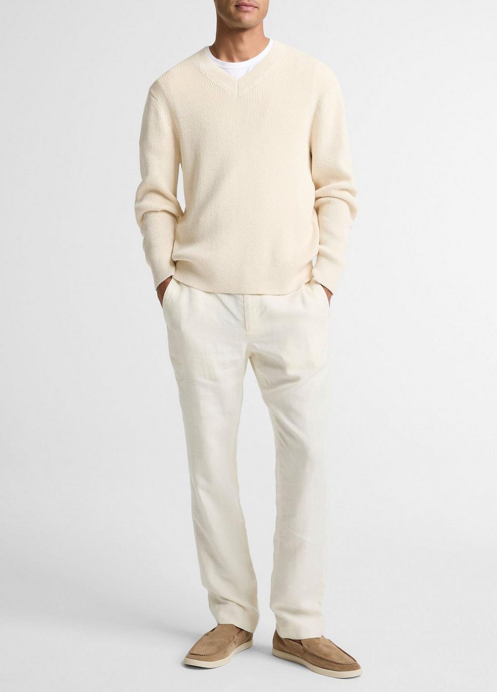 Vince Ribbed Italian Cotton-Blend V-Neck Sweater - Vince Products Men