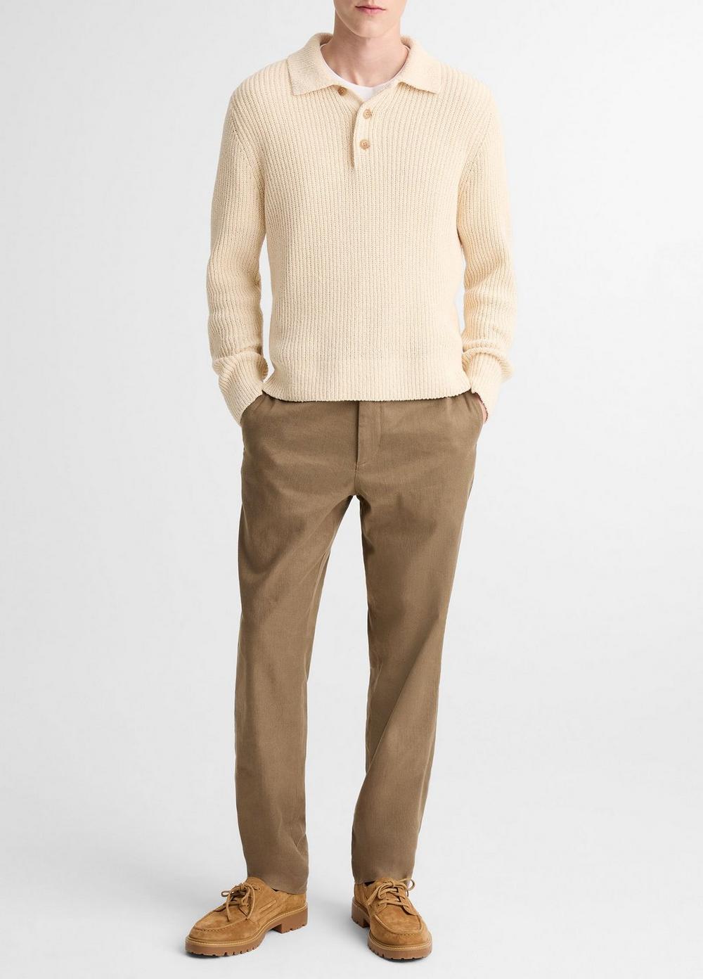 Vince Shaker Italian Cotton-Blend Polo Sweater - Vince Products Men