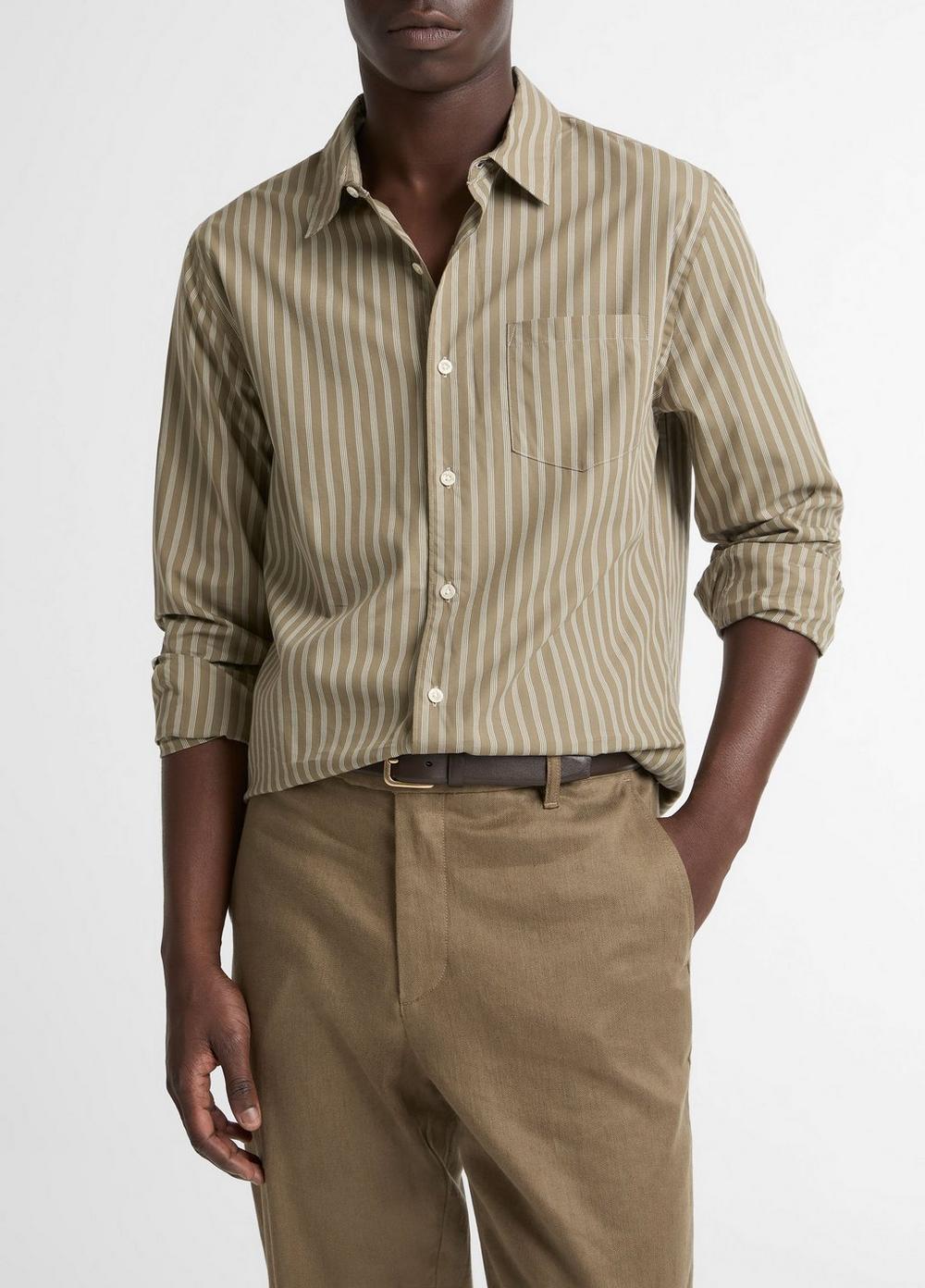Vince Tryon Stripe Cotton-Blend Button-Front Shirt - Shirts