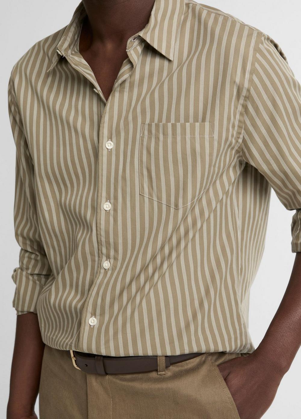 Vince Tryon Stripe Cotton-Blend Button-Front Shirt - Shirts
