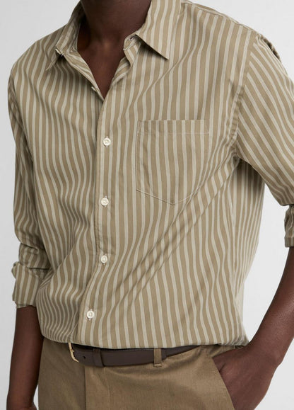 Vince Tryon Stripe Cotton-Blend Button-Front Shirt - Shirts