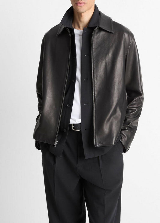 Vince Leather Zip-Up Jacket - Leather Jackets