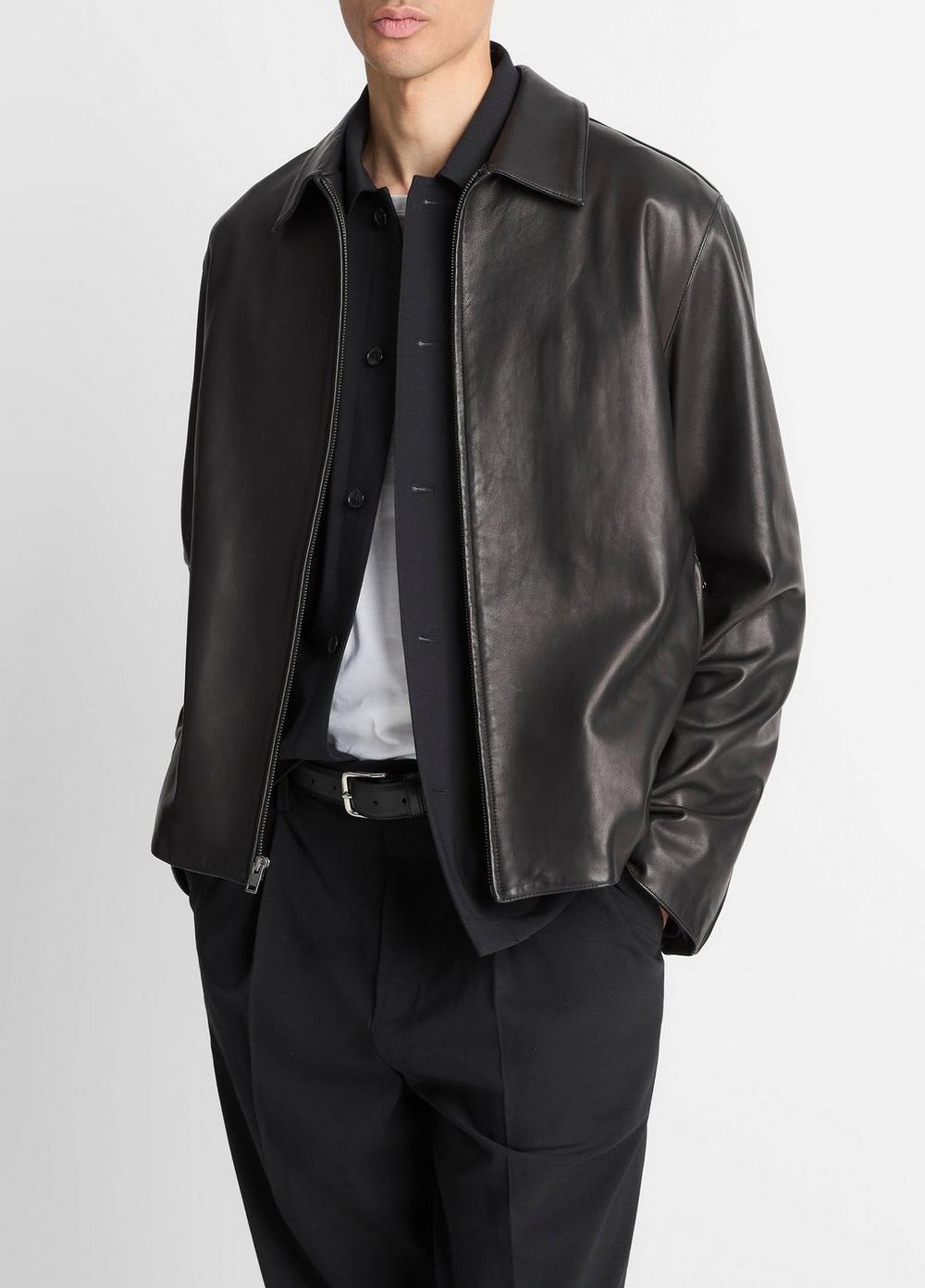 Vince Leather Zip-Up Jacket - Leather Jackets