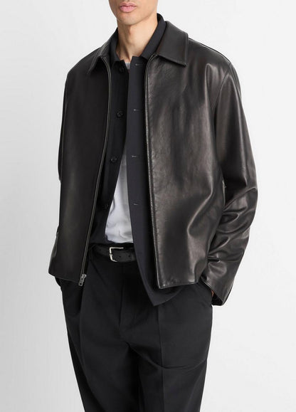 Vince Leather Zip-Up Jacket - Leather Jackets