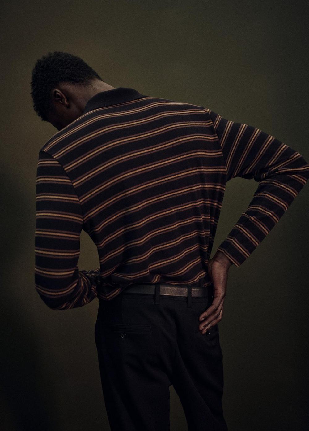 Vince Striped Cotton-Blend Long-Sleeve Polo Shirt - Tees & Hoodies