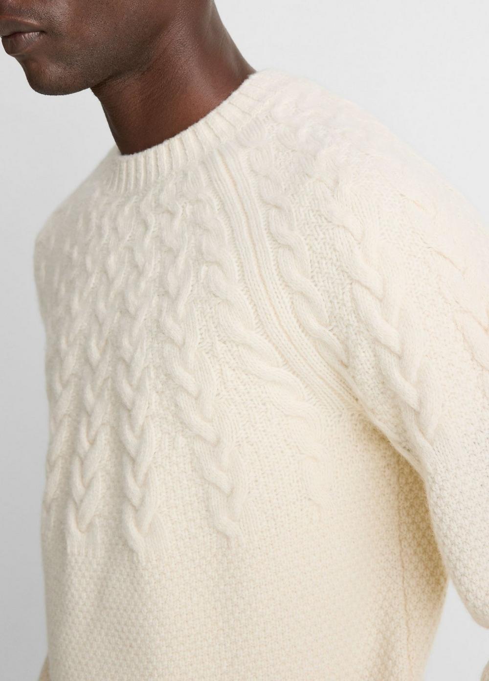 Vince Airspun Merino Wool Cable-Yoke Sweater - Sweaters