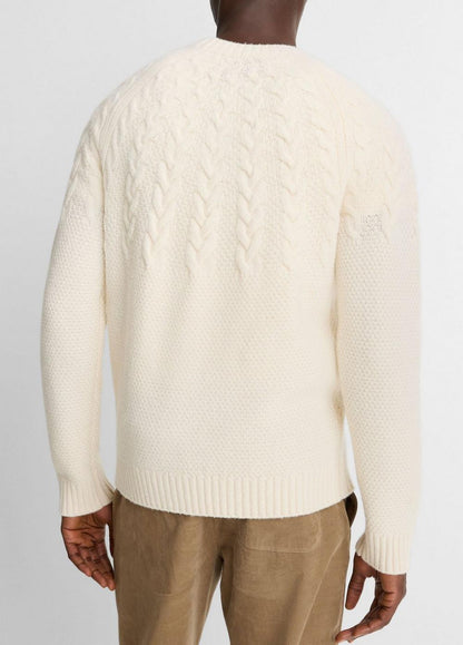 Vince Airspun Merino Wool Cable-Yoke Sweater - Sweaters