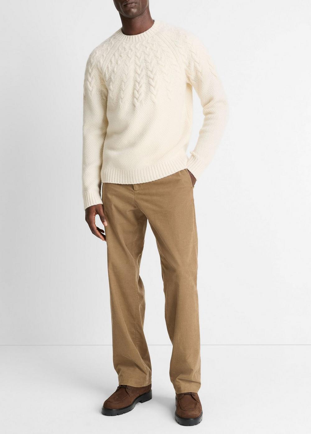 Vince Airspun Merino Wool Cable-Yoke Sweater - Sweaters