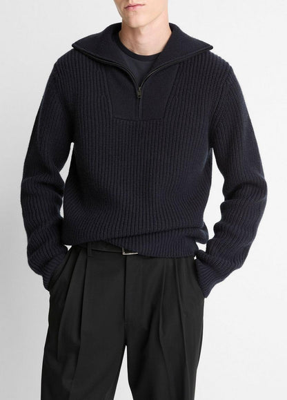 Vince Heirloom Shaker Wool-Cashmere Quarter-Zip Sweater - Sweaters