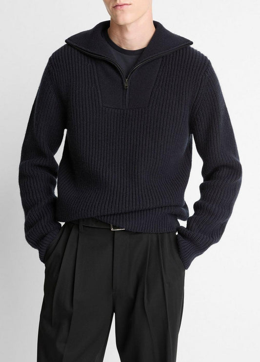 Vince Heirloom Shaker Wool-Cashmere Quarter-Zip Sweater - Sweaters