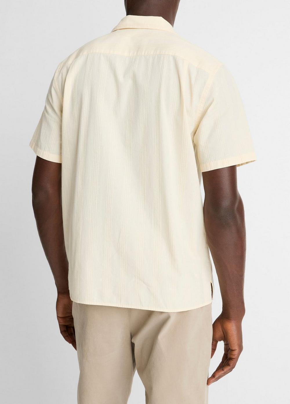 Vince Union Stripe Cotton Short-Sleeve Loop-Collar Shirt - Shirts