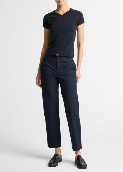 Vince Wool & Cashmere-Blend High V-Neck Short-Sleeve Sweater - Sweaters