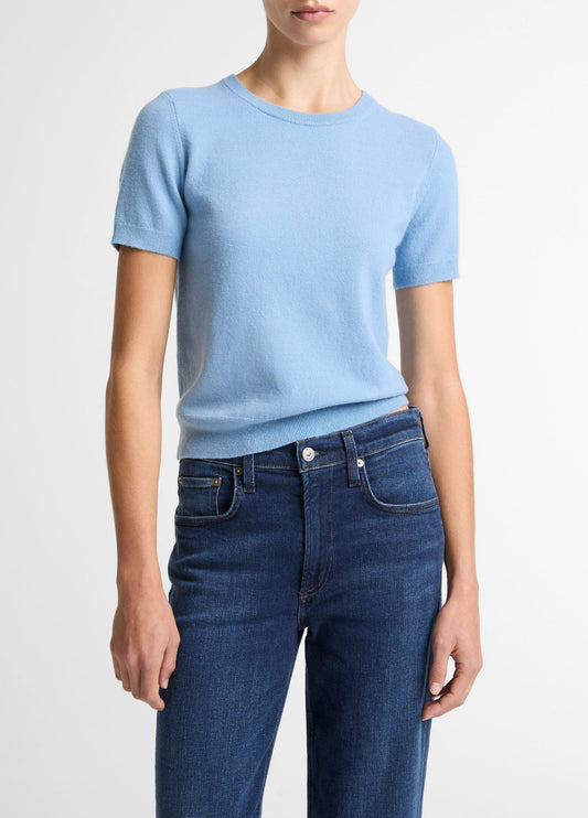 Vince Wool & Cashmere-Blend Short-Sleeve Sweater - Sweaters