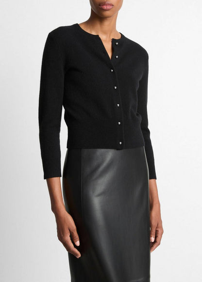 Vince Metal-Button Wool & Cashmere-Blend Cardigan - Sweaters