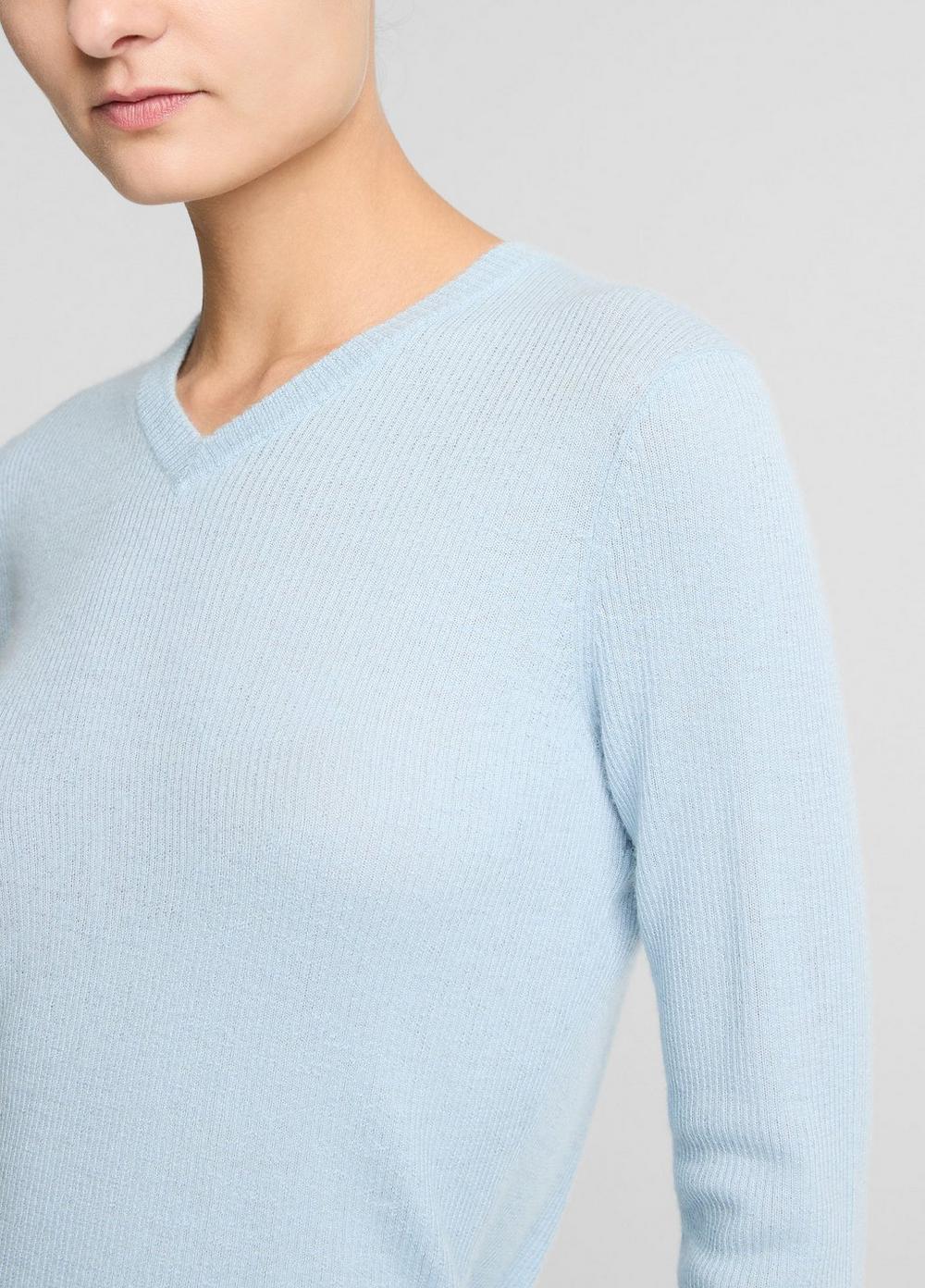 Vince Cashmere-Silk High V-Neck Sweater  - Sweaters