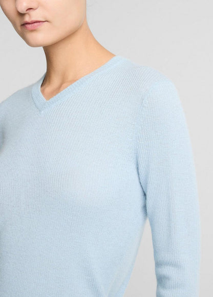 Vince Cashmere-Silk High V-Neck Sweater  - Sweaters