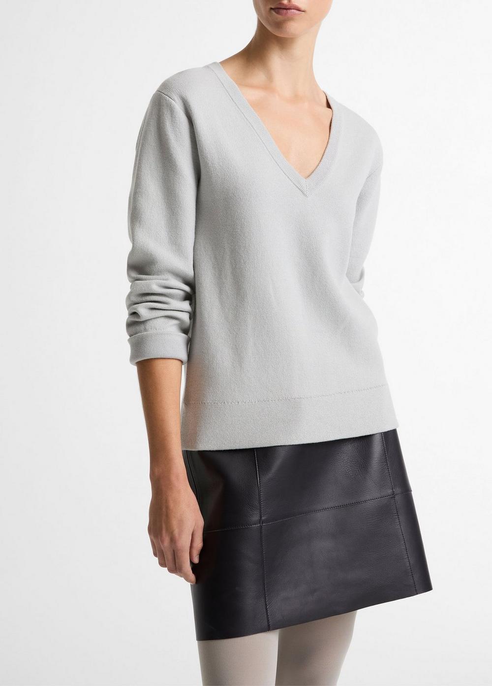 Vince Double-Face Cotton-Blend V-Neck Sweater - Sweaters