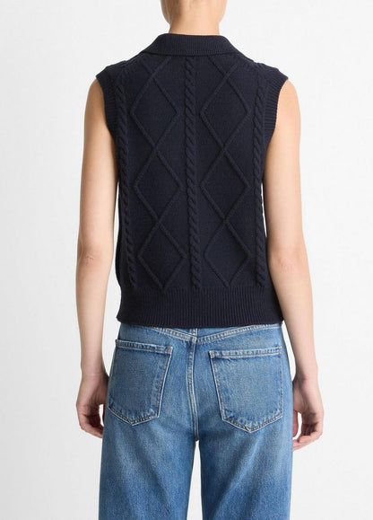Vince Cable-Knit Wool & Cotton-Blend Sweater Vest - Sweaters