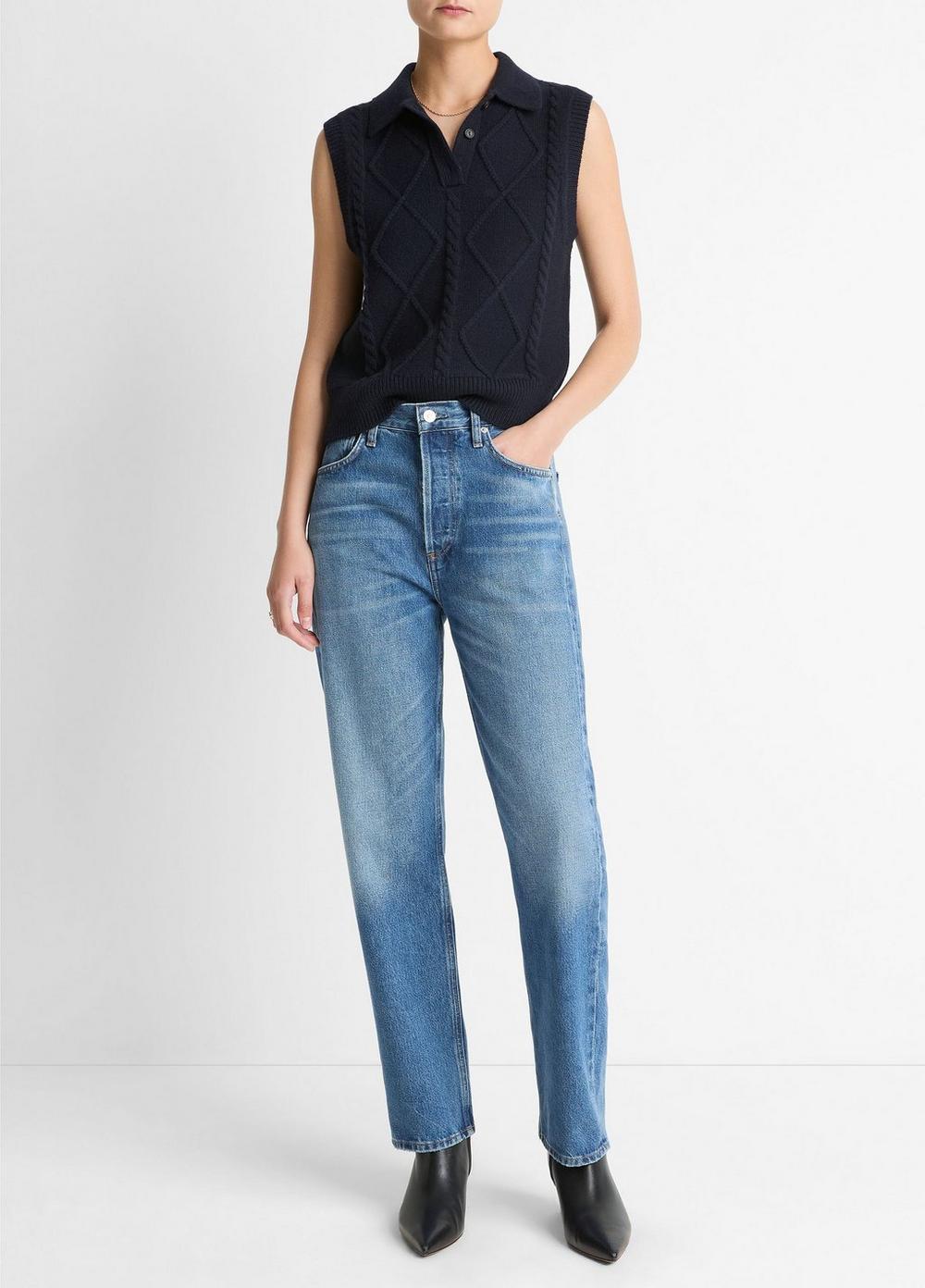 Vince Cable-Knit Wool & Cotton-Blend Sweater Vest - Sweaters