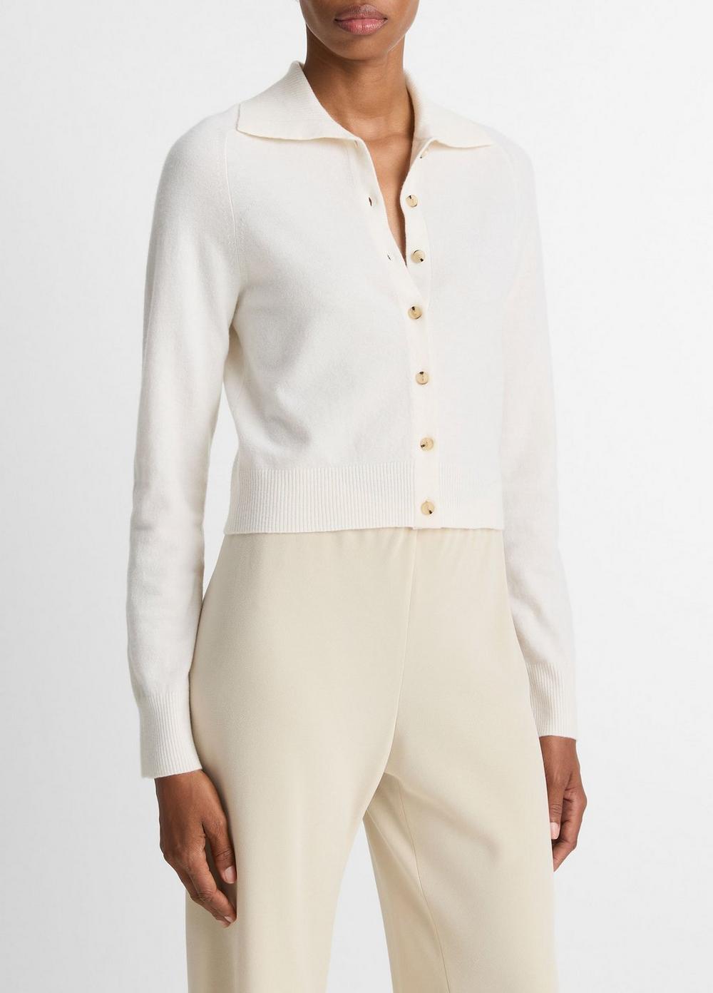 Vince Wool & Cashmere-Blend Polo Cardigan - Sweaters