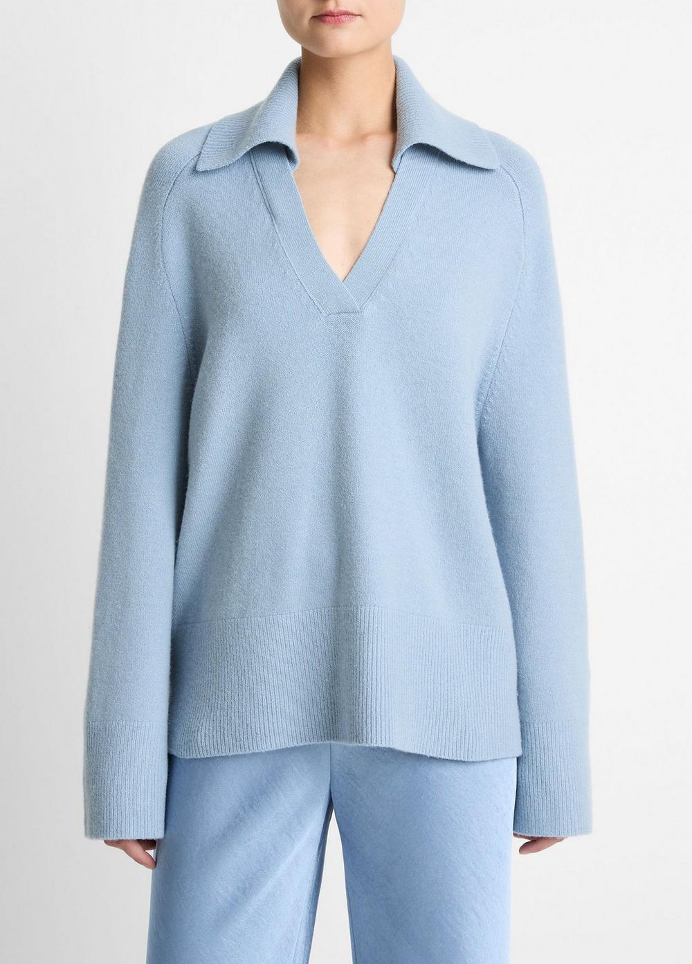 Vince Wool & Cashmere-Blend Oversized Polo Sweater - Sweaters