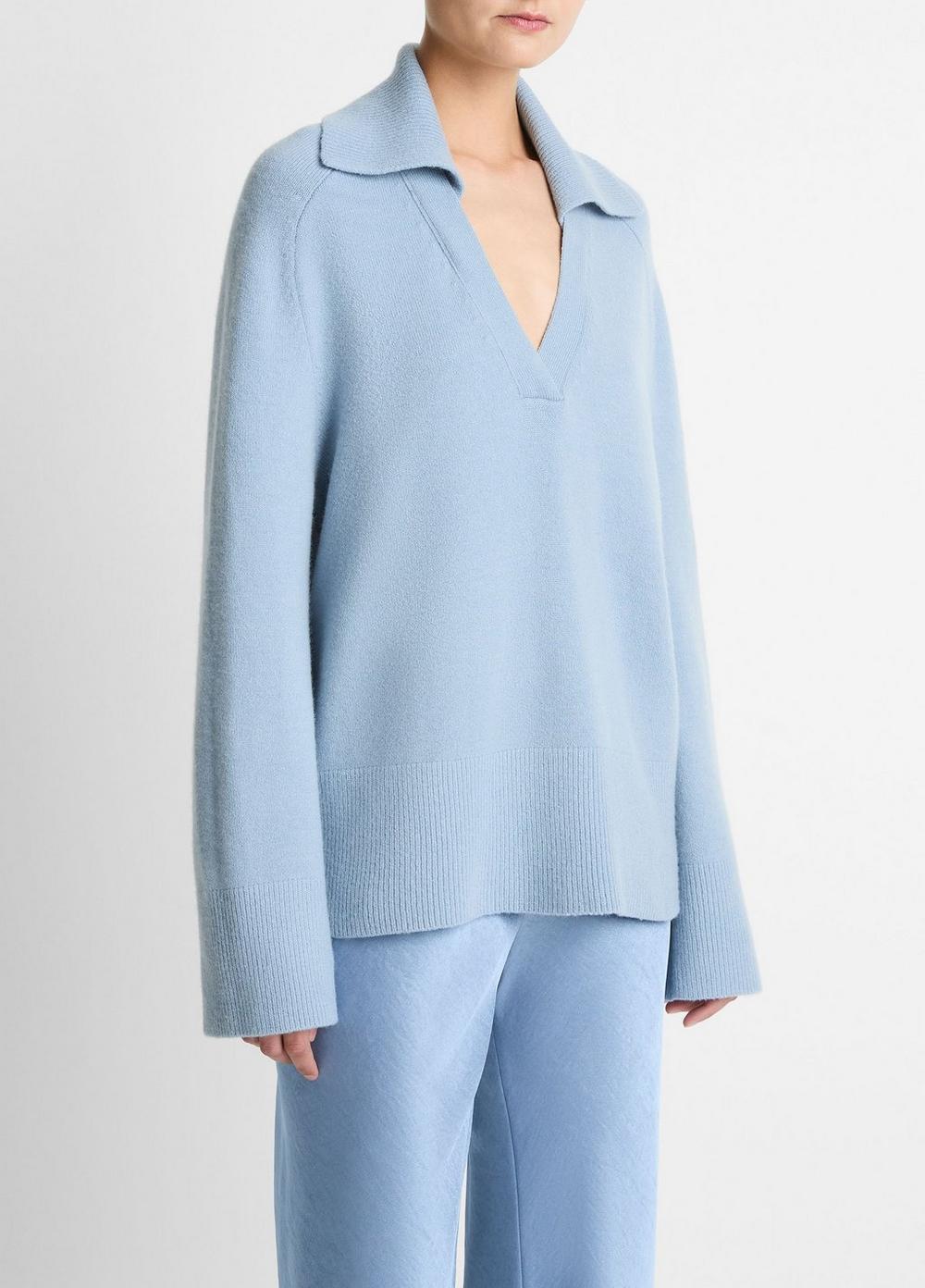 Vince Wool & Cashmere-Blend Oversized Polo Sweater - Sweaters