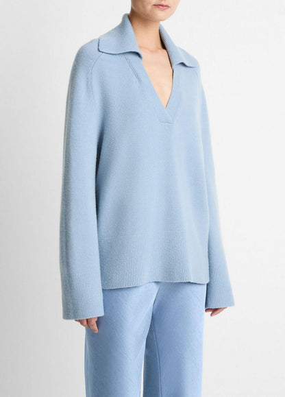 Vince Wool & Cashmere-Blend Oversized Polo Sweater - Sweaters