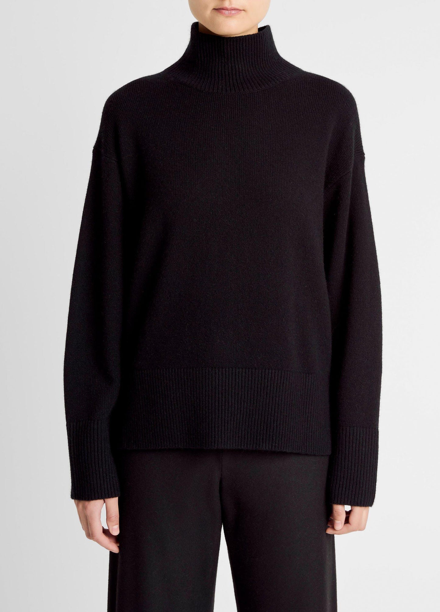 Vince Wool-Cashmere Side-Slit Turtleneck Sweater - Sweaters