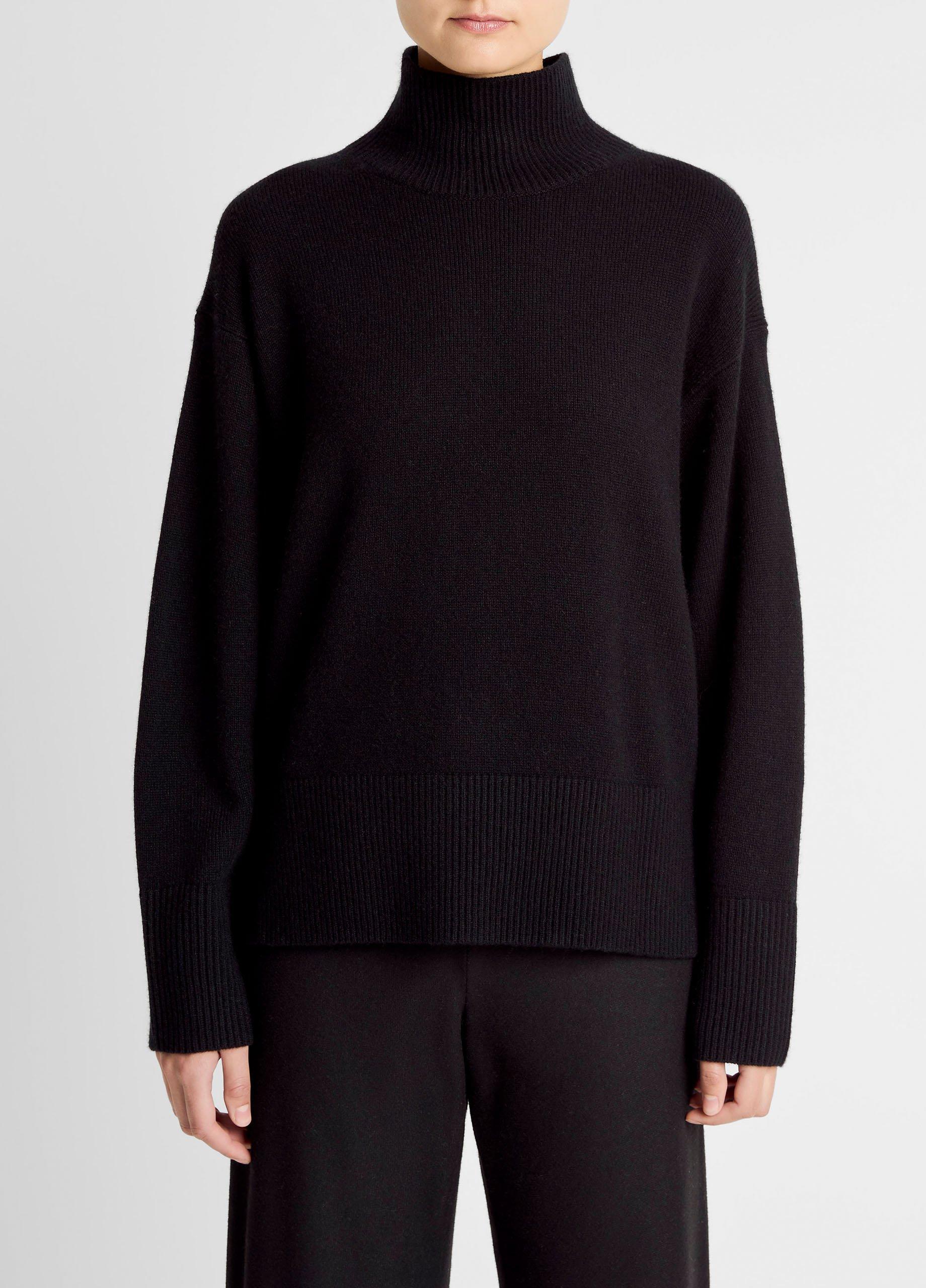 Vince Wool-Cashmere Side-Slit Turtleneck Sweater - Sweaters