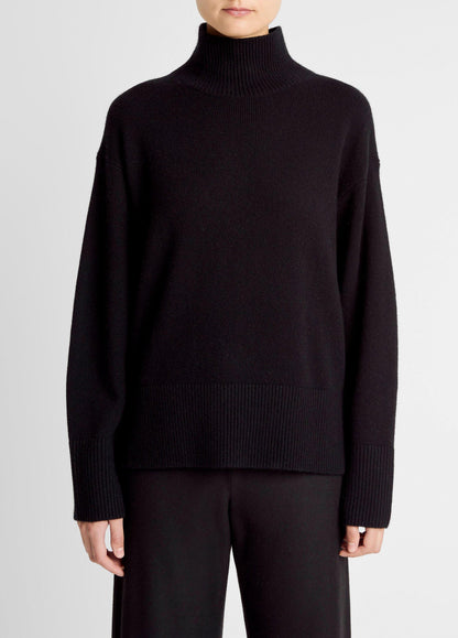 Vince Wool-Cashmere Side-Slit Turtleneck Sweater - Sweaters