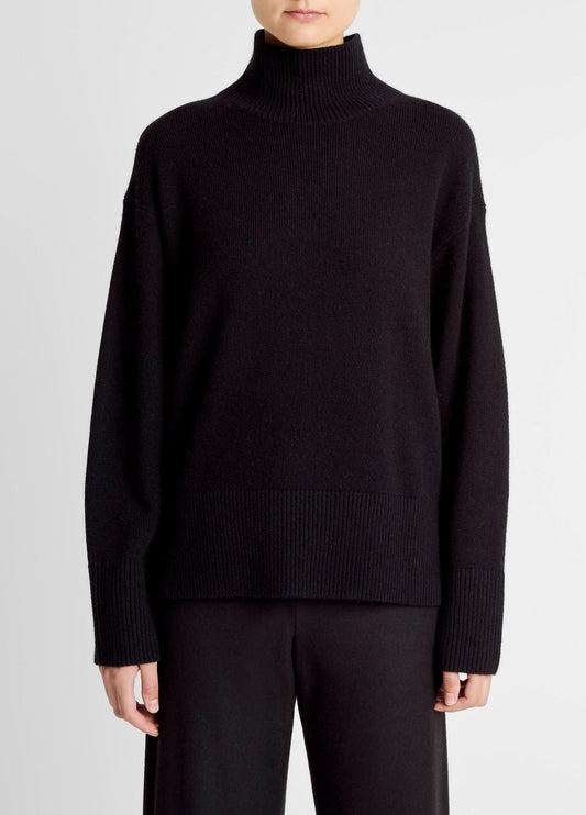 Vince Wool-Cashmere Side-Slit Turtleneck Sweater - Sweaters