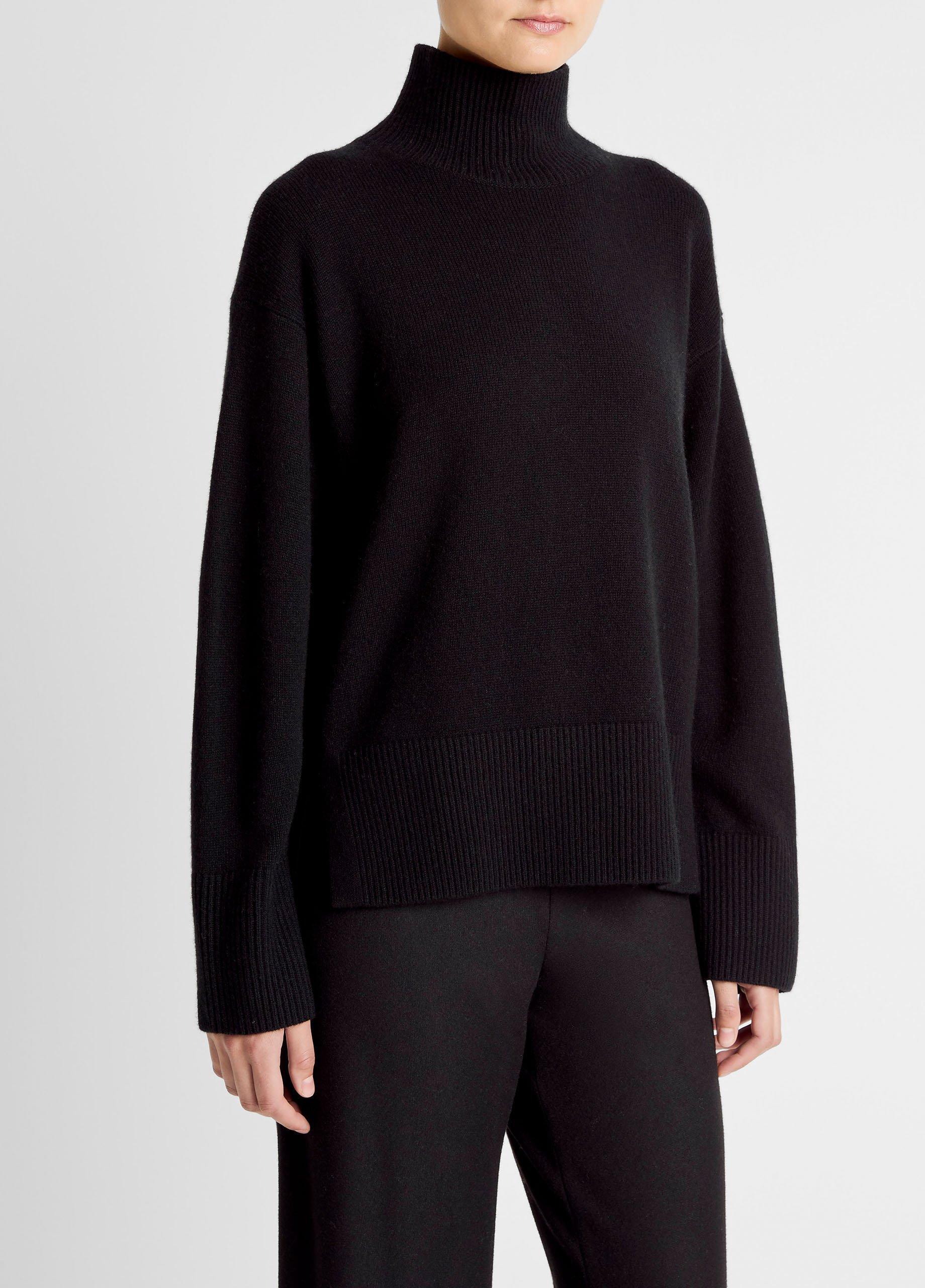 Vince Wool-Cashmere Side-Slit Turtleneck Sweater - Sweaters