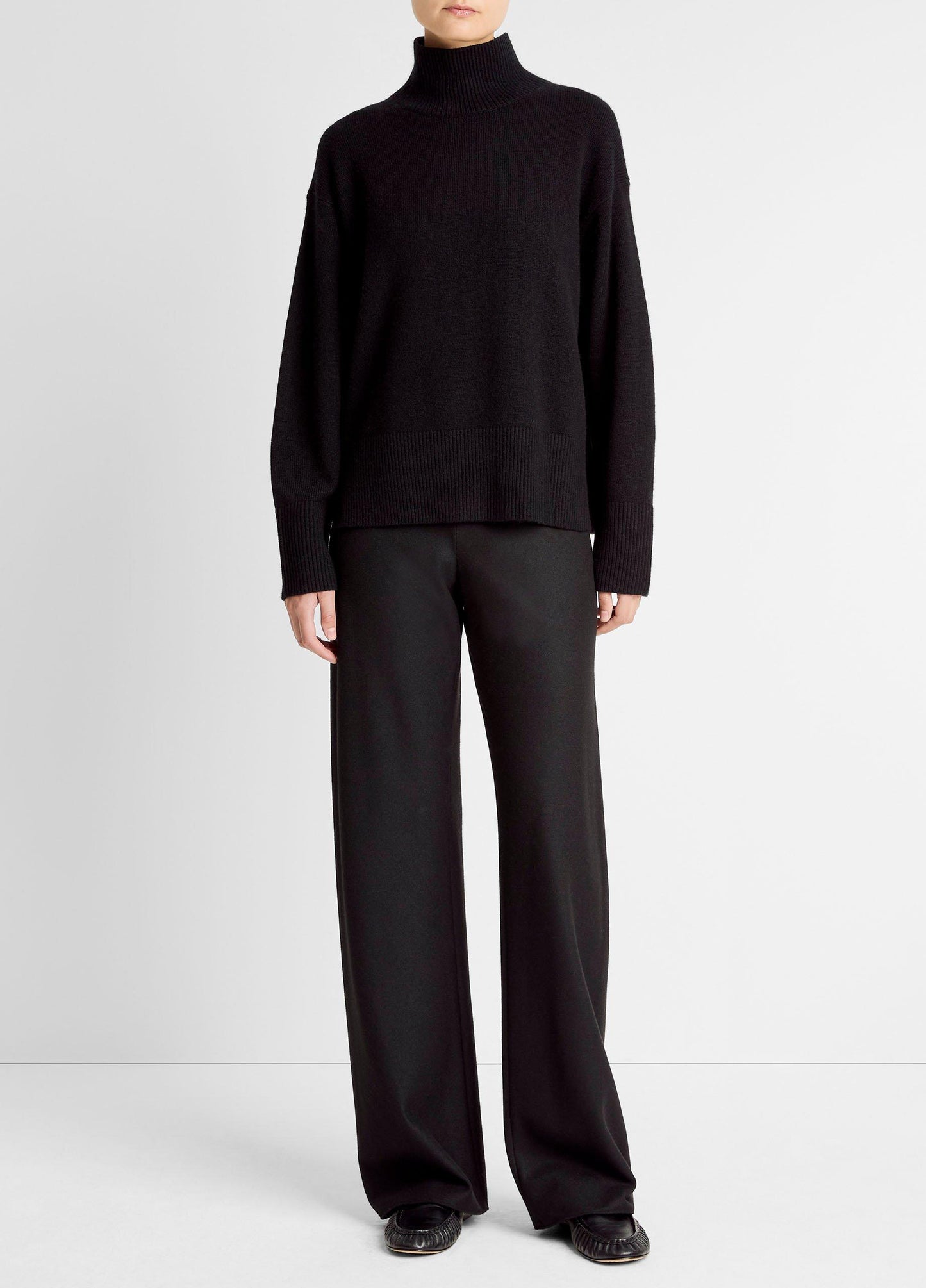 Vince Wool-Cashmere Side-Slit Turtleneck Sweater - Sweaters