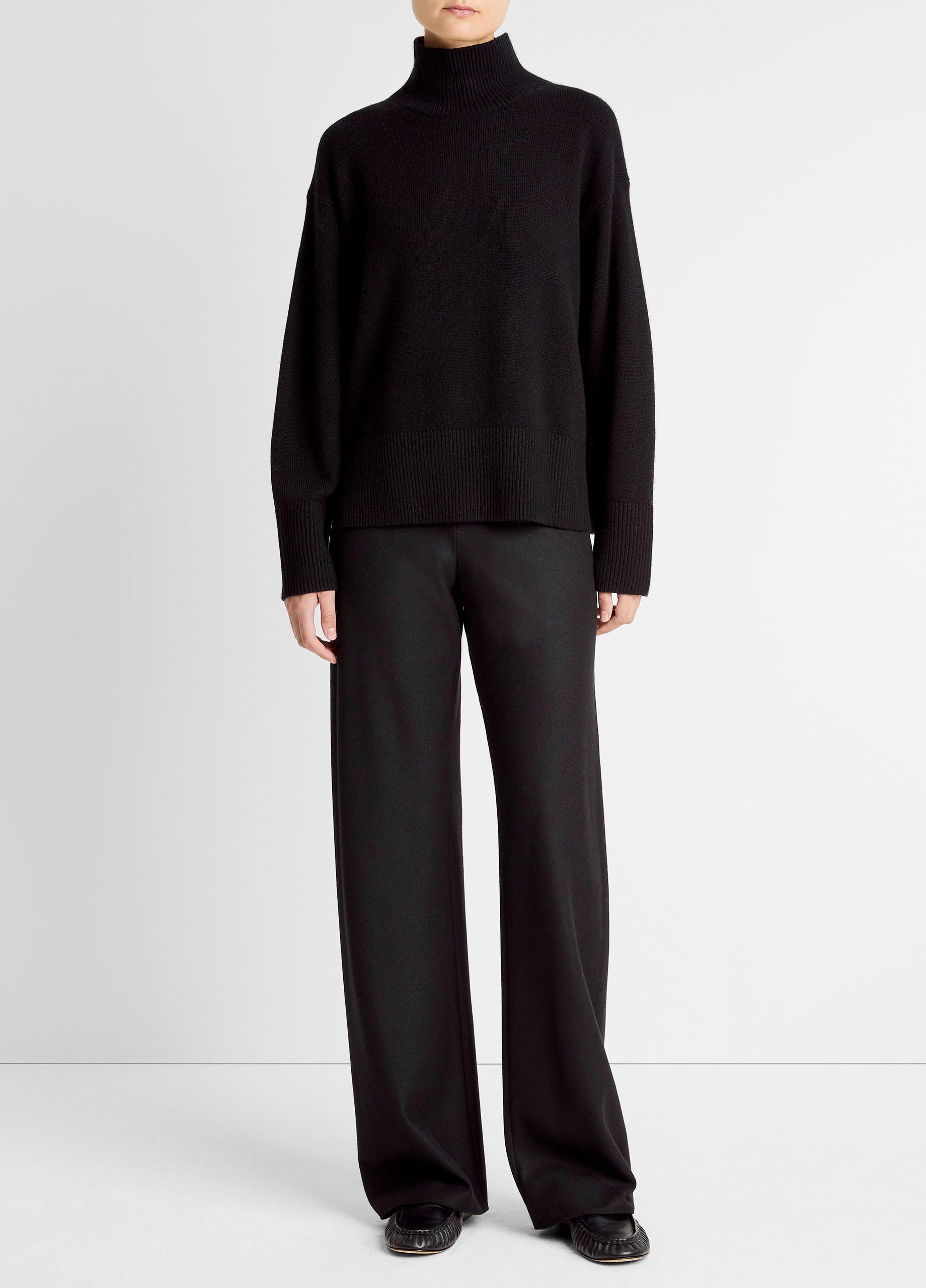 Vince Wool-Cashmere Side-Slit Turtleneck Sweater - Sweaters