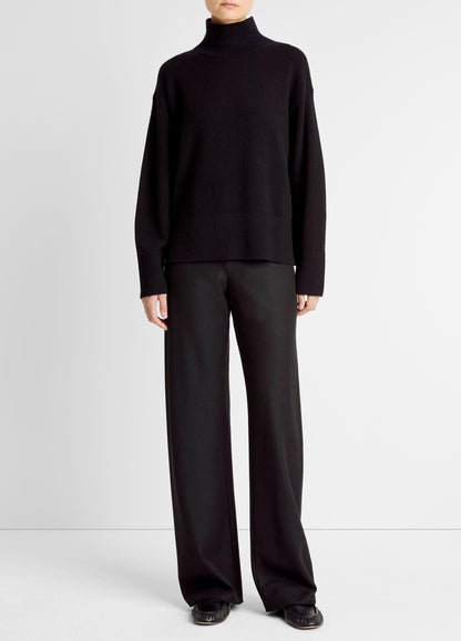 Vince Wool-Cashmere Side-Slit Turtleneck Sweater - Sweaters