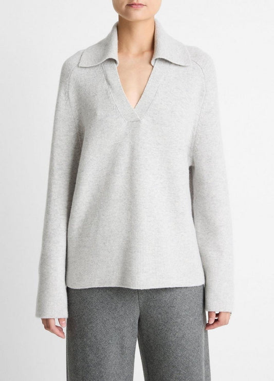Vince Wool & Cashmere-Blend Oversized Polo Sweater - Sweaters