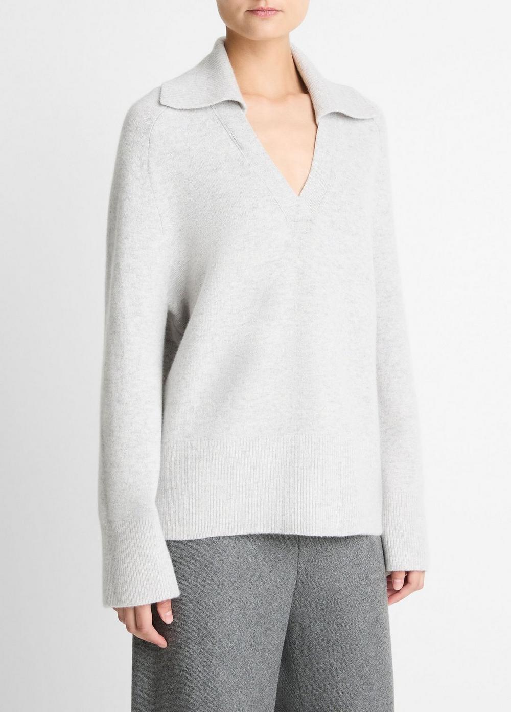 Vince Wool & Cashmere-Blend Oversized Polo Sweater - Sweaters