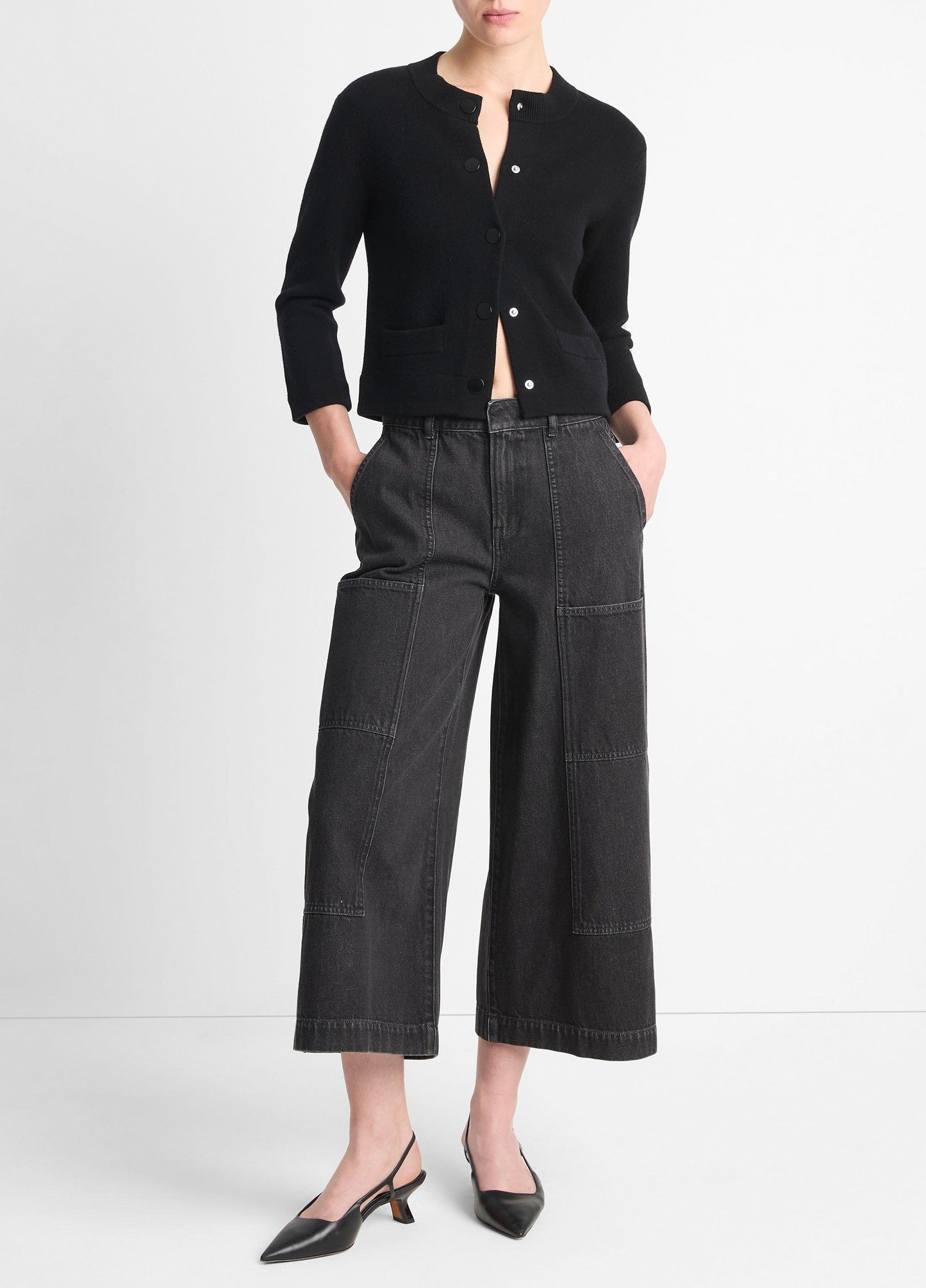 Vince Wool-Blend Shrunken Snap Cardigan - Sweaters