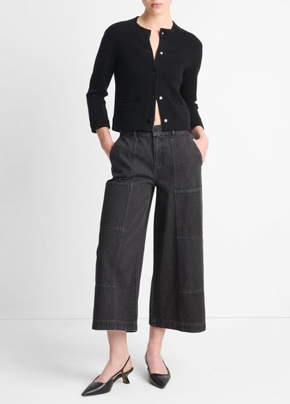 Vince Wool-Blend Shrunken Snap Cardigan - Sweaters