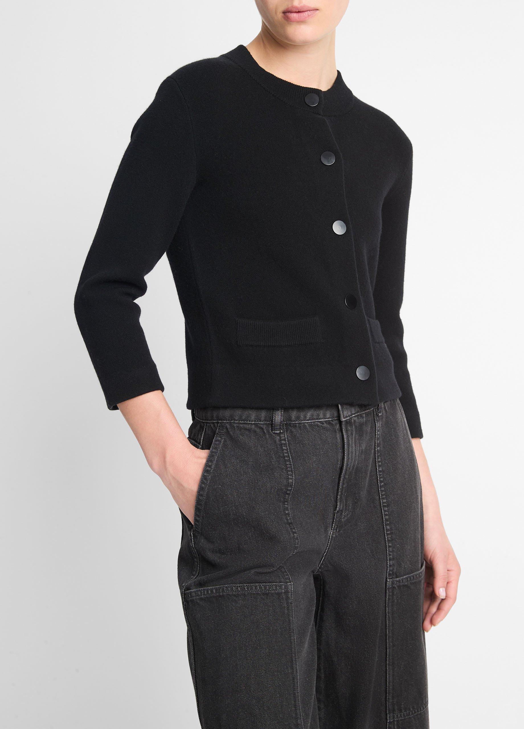 Vince Wool-Blend Shrunken Snap Cardigan - Sweaters