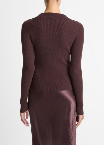 Vince Ribbed Cashmere-Silk Polo Sweater - Sweaters