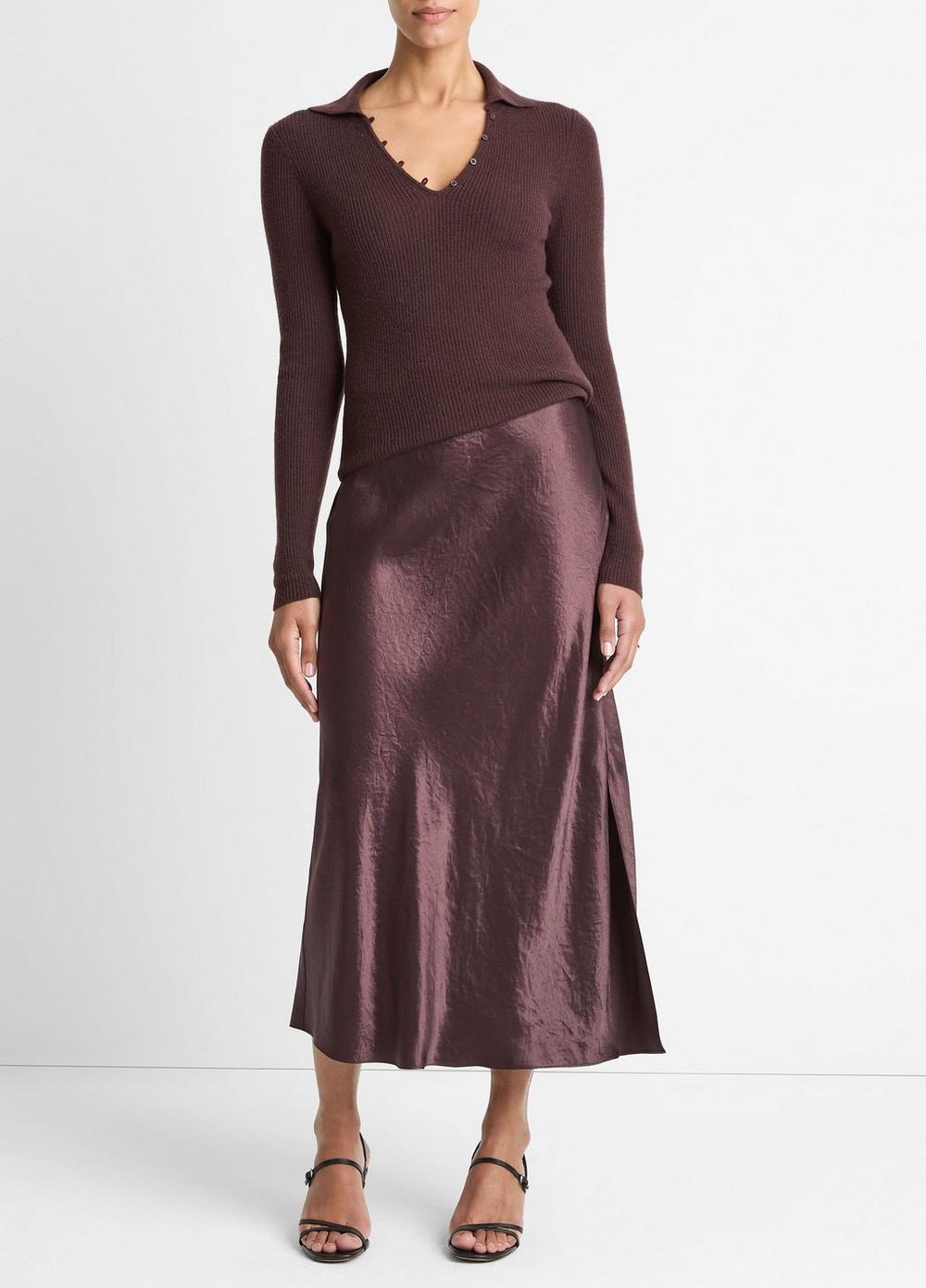Vince Ribbed Cashmere-Silk Polo Sweater - Sweaters