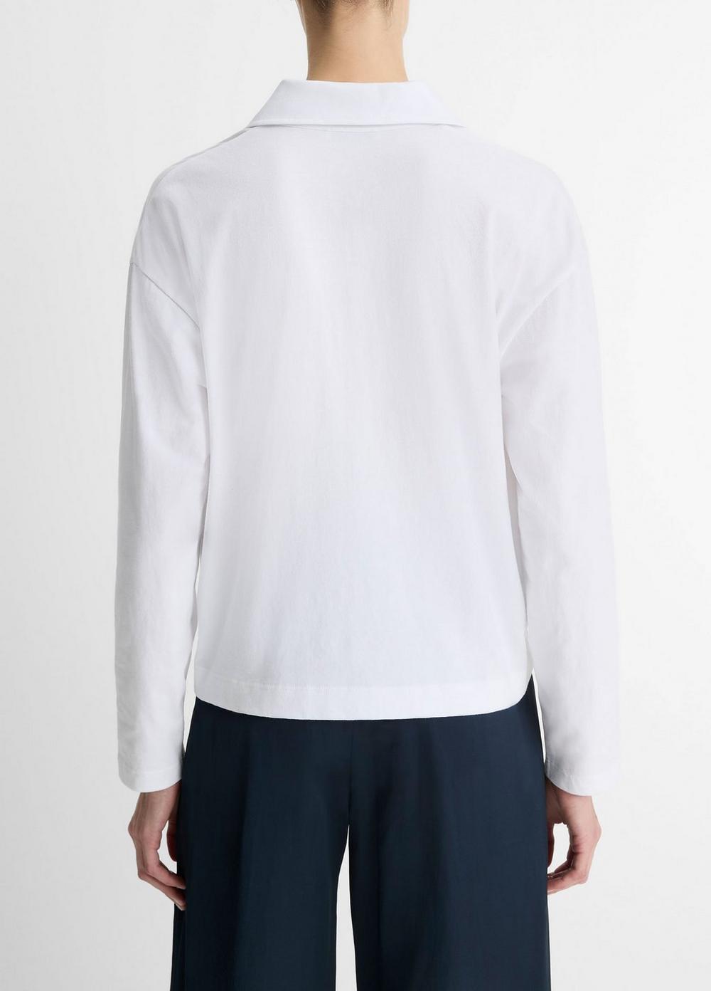 Vince Easy Pima Cotton Long-Sleeve Polo Shirt - Shirts & Tees