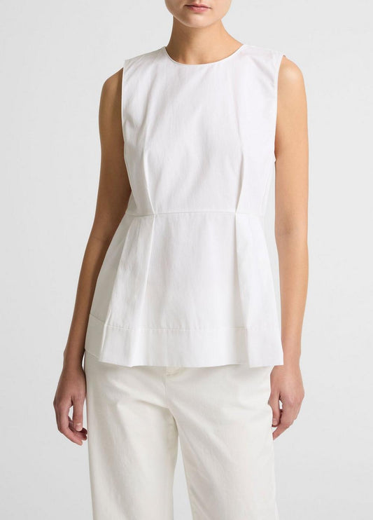 Vince Cotton-Blend Pleated Paneled Top - Shirts & Tees