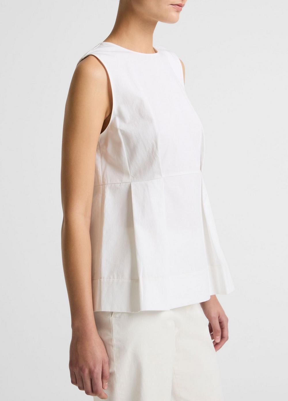 Vince Cotton-Blend Pleated Paneled Top - Shirts & Tees