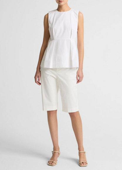 Vince Cotton-Blend Pleated Paneled Top - Shirts & Tees